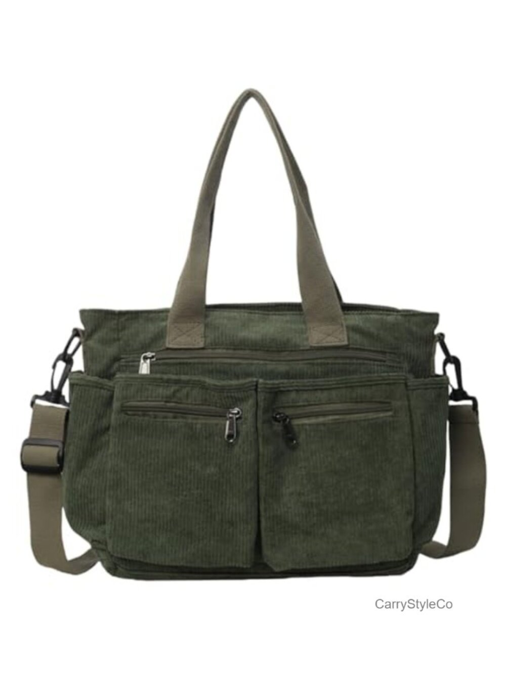 Corduroy Tote Bag for Women 15.6" Laptop Work Tote Multi-Pocket Purse